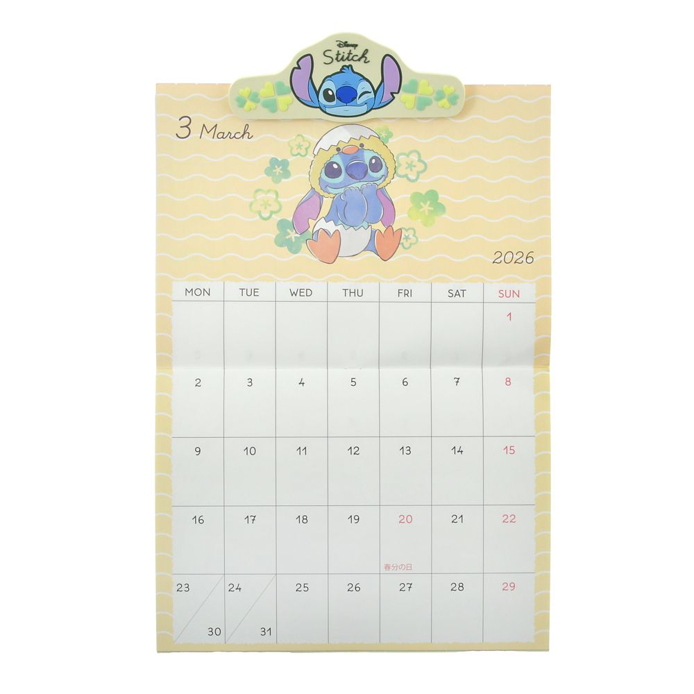 Stitch & Scrump Wall Calendar with Clip 2026 Disney Store Japan