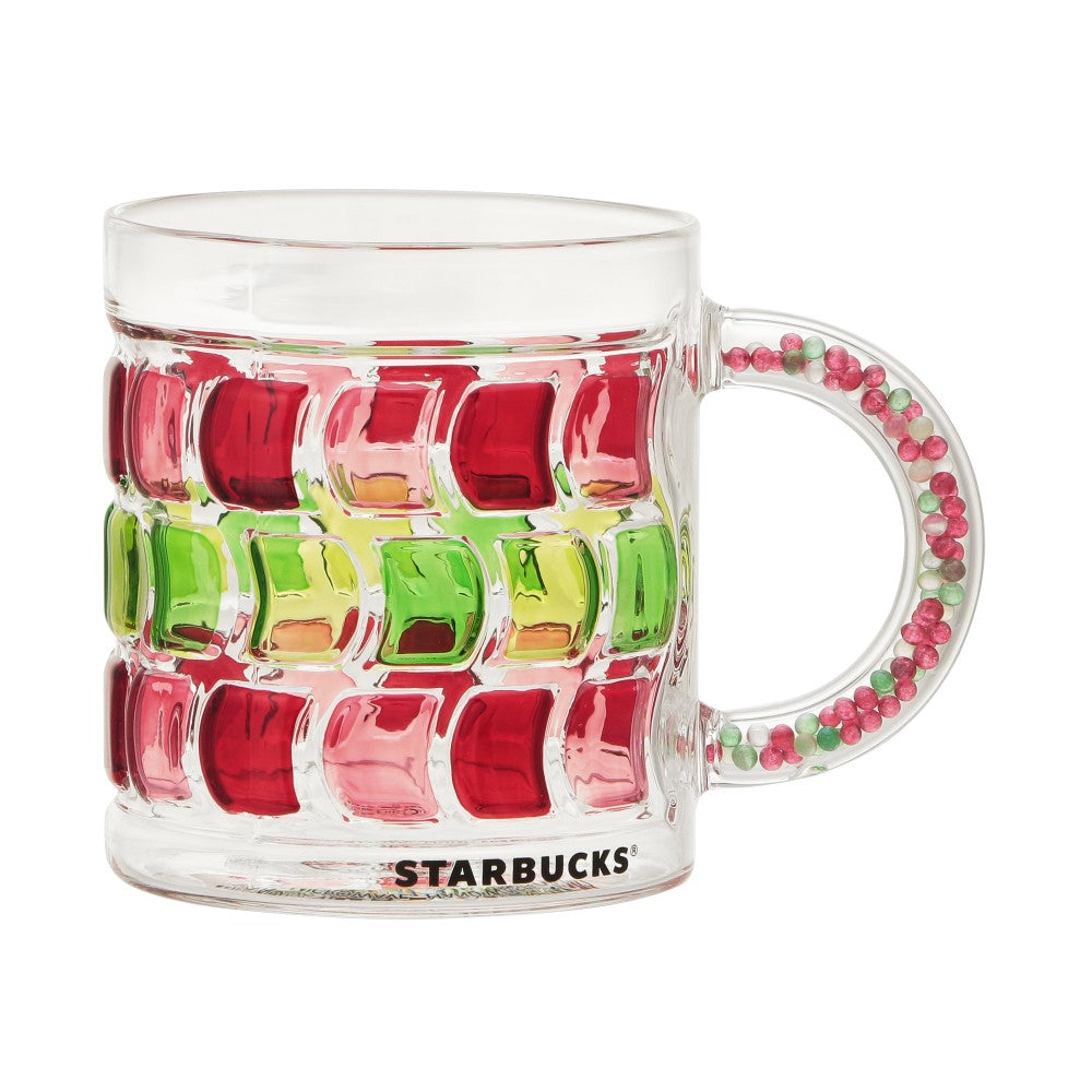 Starbucks Japan Holiday 2024 Bead Handle Glass Mug Cup 370ml Christmas