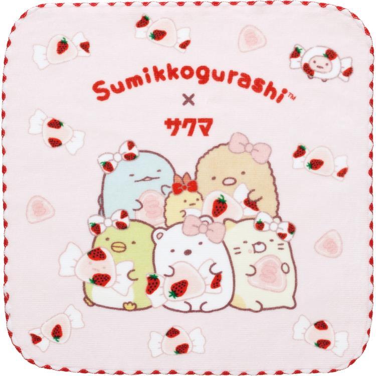 Sumikko Gurashi mini Towel Strawberry Milk Candy Pink Sakuma San-X Japan 2024