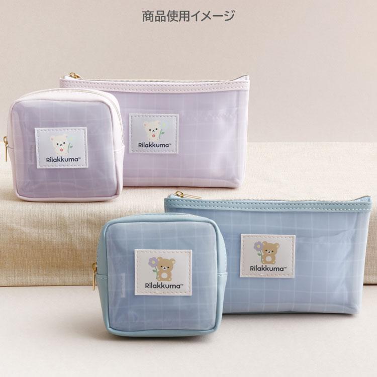 BASIC RILAKKUMA Mesh Square Pouch Blue San-X Japan 2025