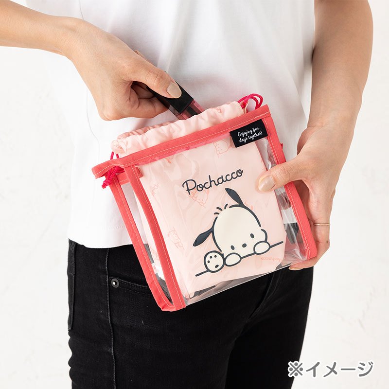My Melody Clear Pouch with Drawstring Simple Sanrio Japan