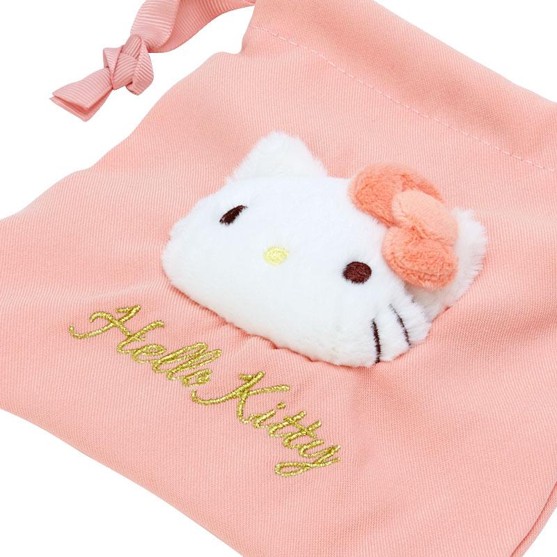 Hello Kitty Boa Drawstring Pouch Face Nuance Color Sanrio Japan