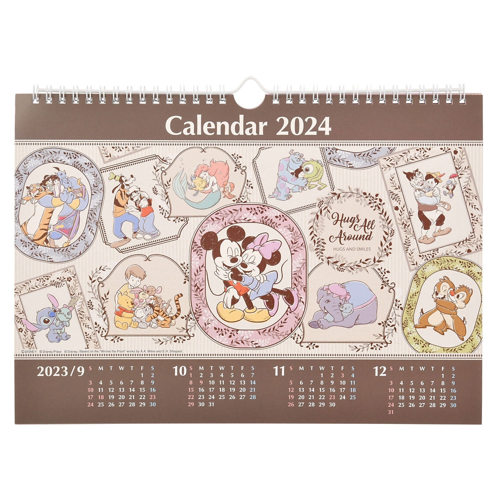 Disney Character Wall Calendar 2024 Pop-Up Hug & Smile Disney Store Japan