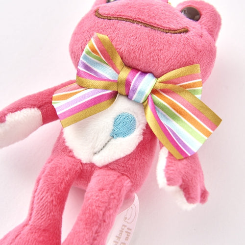 Pickles the Frog Plush Keychain Rainbow Color Ribbon Pink Japan
