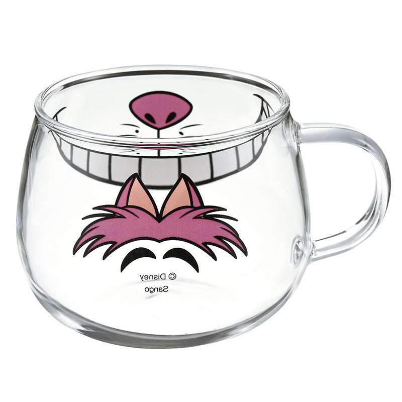 Alice in Wonderland Cheshire Cat Glass Mug Cup Face Disney Store Japan