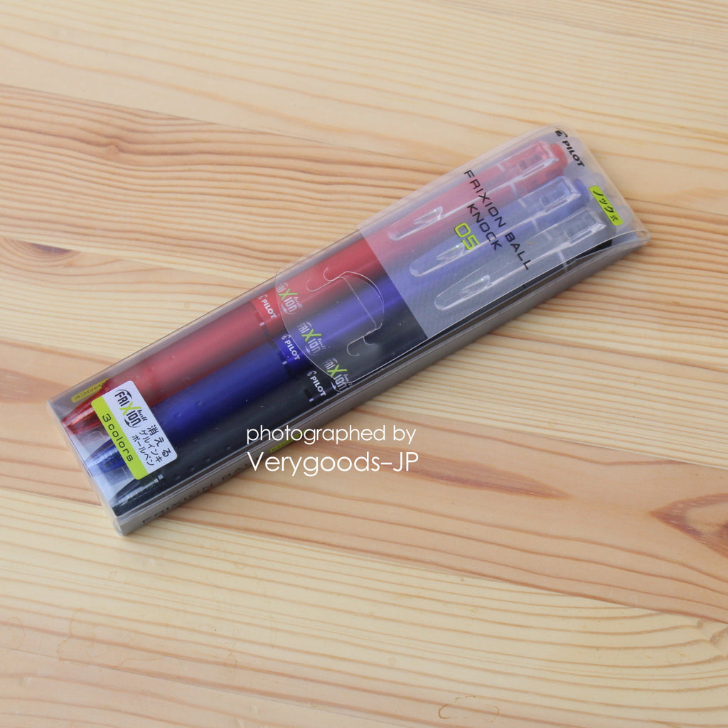 Japan Pilot Frixion 0.5 erasable Ballpoint Pen 3 color set Red Blue Black case