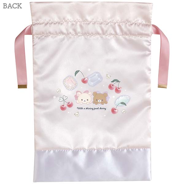 Chairoikoguma & Korilakkuma Drawstring Pouch Jewel Cherry San-X Japan Rilakkuma