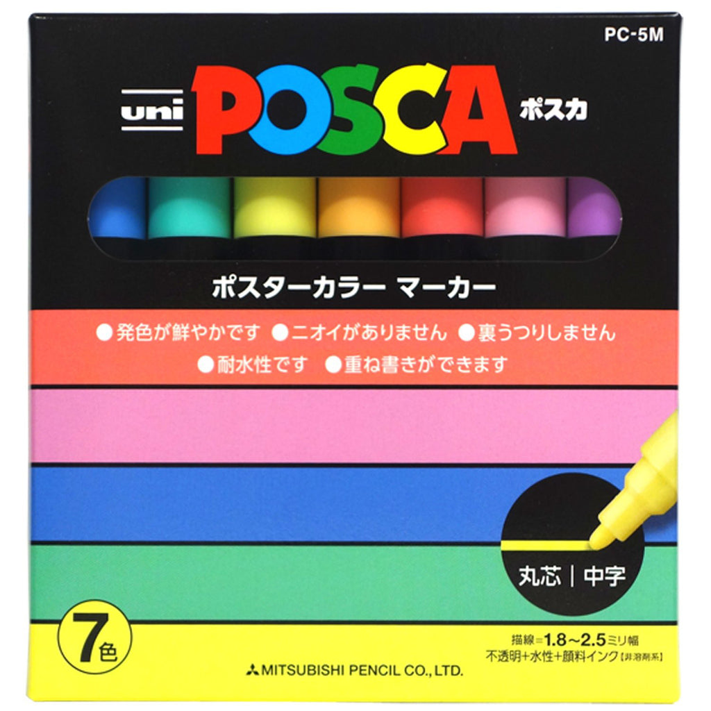 UNI MITSUBISHI POSCA Marker Pen Medium Point Natural 7 colors PC5M7C Japan