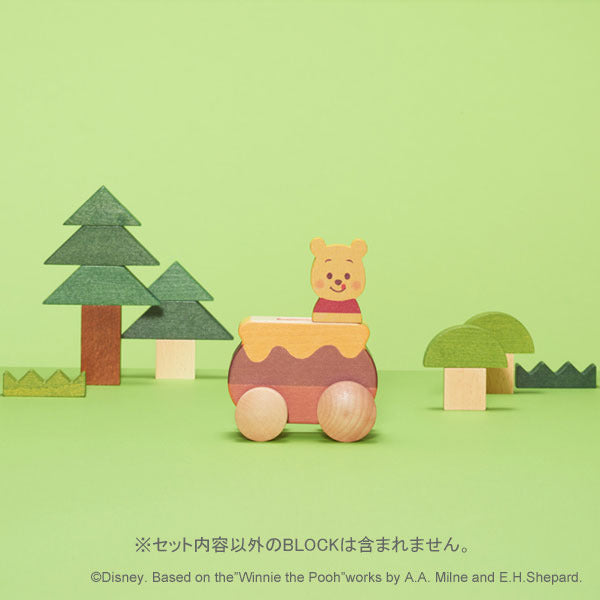 Winnie the Pooh KIDEA Toy Wooden Blocks PUSH CAR Disney Store Japan