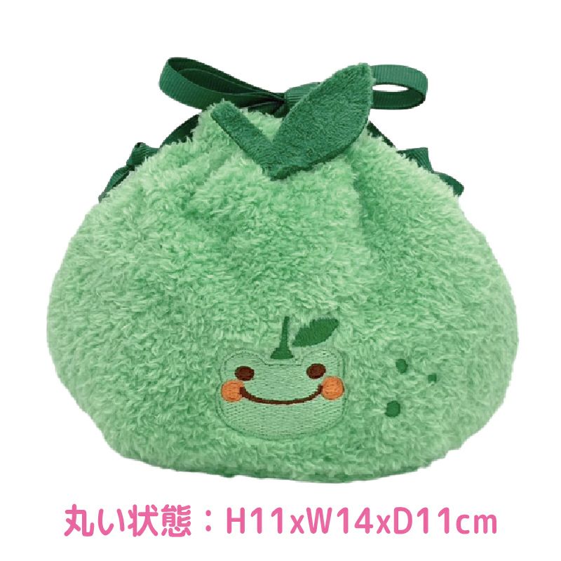 Pickles the Frog Plush Drawstring Pouch Kabosu Green Japan 2023