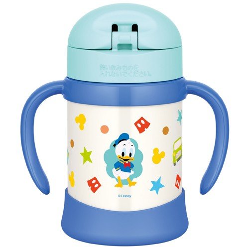 Mickey Stainless Training Straw Mug Cup 250ml Light Blue Thermos Japan Baby Kids