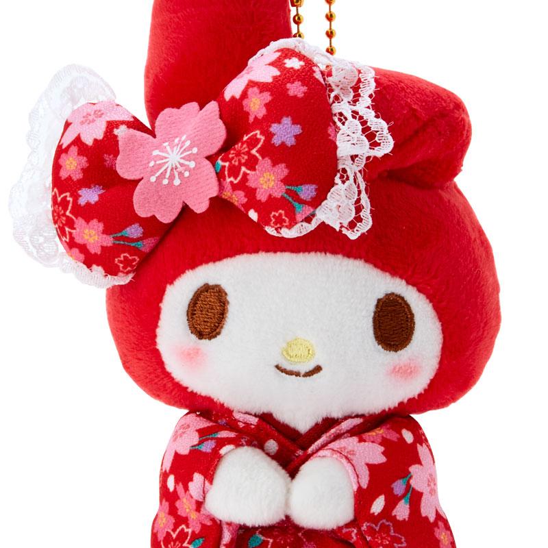 My Melody Plush Mascot Holder Keychain Kimono Red Sakura Sanrio Japan 2024