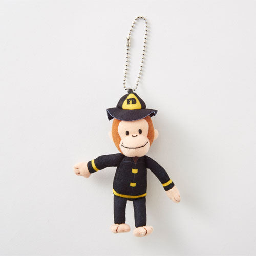 Curious George Plush Keychain Firefighter Cassic Japan