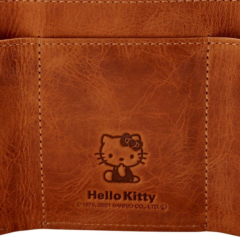 Hello Kitty Leather Trifold Wallet Camel Sanrio Japan