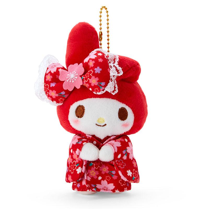 My Melody Plush Mascot Holder Keychain Kimono Red Sakura Sanrio Japan 2024
