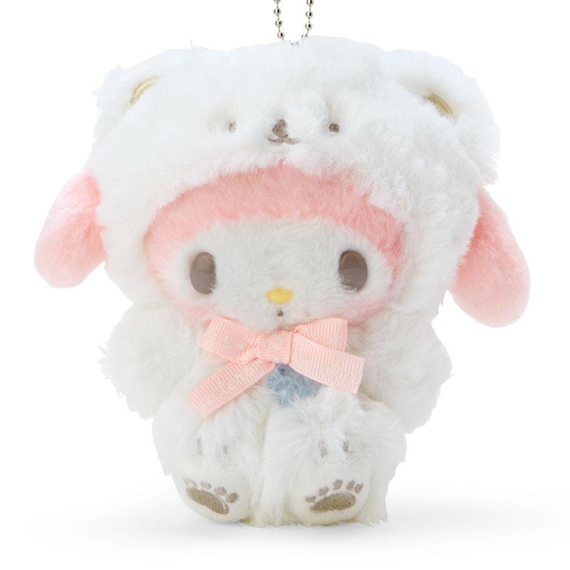 My Melody Plush Mascot Holder Keychain Fluffy Snow Design Sanrio 