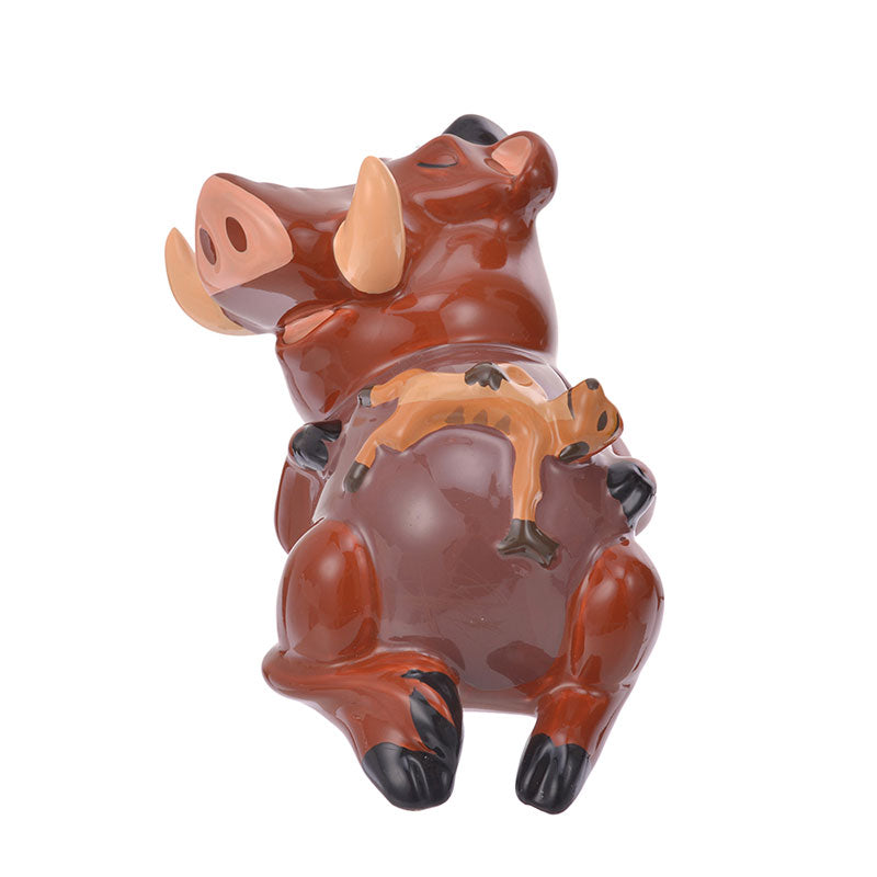 Lion King Pumbaa & Timon Pottery Piggy Bank 3D Disney Store Japan