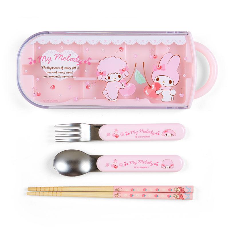 My Melody Kids Lunch Trio Cutlery Fork Spoon Chopsticks Sanrio Japan 2023