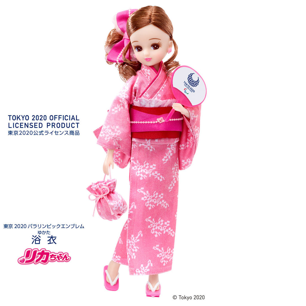 Licca Chan Doll Yukata Tokyo 2020 Paralympic Emblem Pink Takara Tomy Japan
