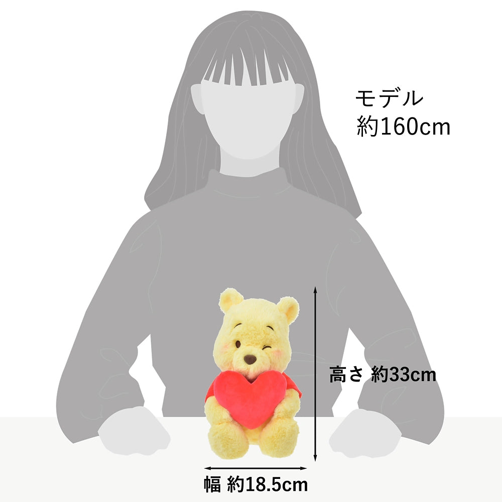 Winnie the Pooh Plush Doll Heart Nikoniko Haacho Disney Store Japan