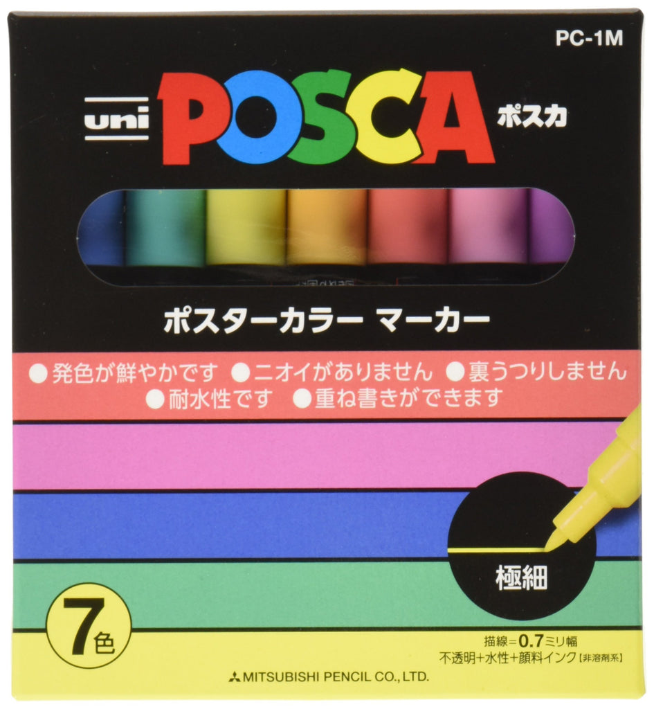 UNI MITSUBISHI POSCA Marker Pen Extra Fine Point Natural 7 colors PC1M7C Japan
