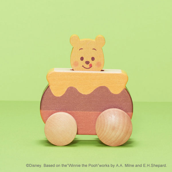 Winnie the Pooh KIDEA Toy Wooden Blocks PUSH CAR Disney Store Japan