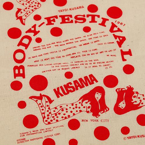 Yayoi Kusama Canvas Tote Bag BODY FESTIVAL Red Pumpkin Japan Artist