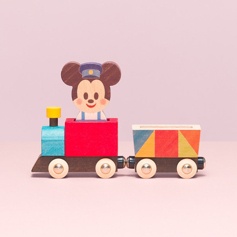 KIDEA Toy Wooden Blocks TRAIN & RAIL Mickey Mouse Disney Store Japan