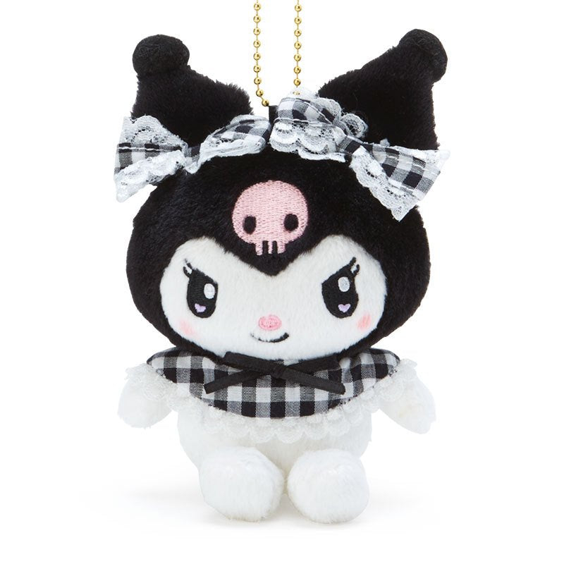 Kuromi Plush Mascot Holder Keychain Gingham Lolita Sanrio Japan