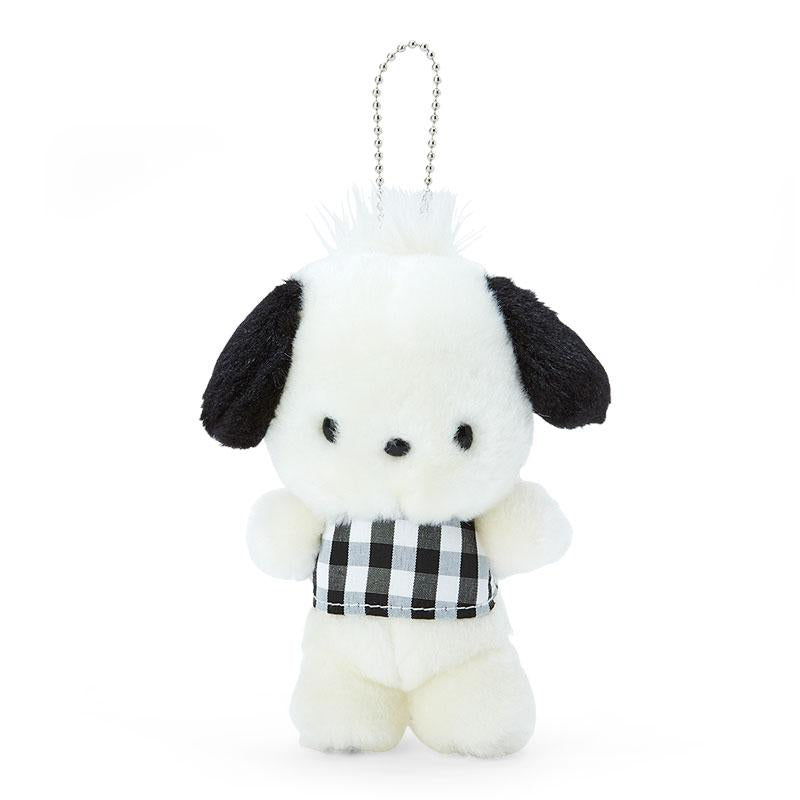 Pochacco Posing Plush Mascot Holder Keychain Plaid Sanrio Japan
