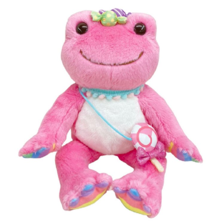 Pickles the Frog Bean Doll Plush Rainbow Candy Pink Japan