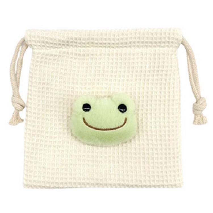 Pickles the Frog Drawstring Pouch Boa Face White Japan