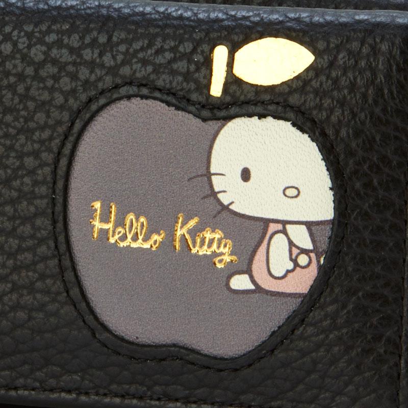 Hello Kitty Leather Trifold Wallet Fresh Black Sanrio Japan