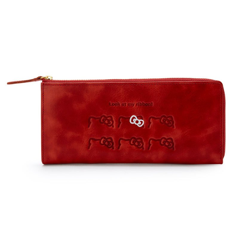 Hello Kitty Leather Long Wallet Red Sanrio Japan