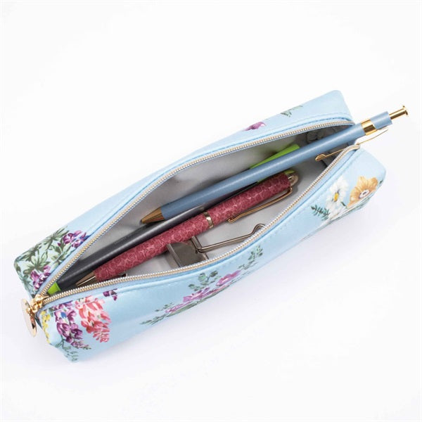 Pen Case Pencil Pouch Bouquet de Fleur Blue Gray Laduree Japan Flower