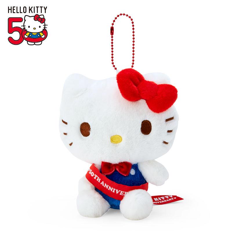 Hello Kitty 50th Anniversary Plush Mascot Holder Keychain Sanrio Japan 2023
