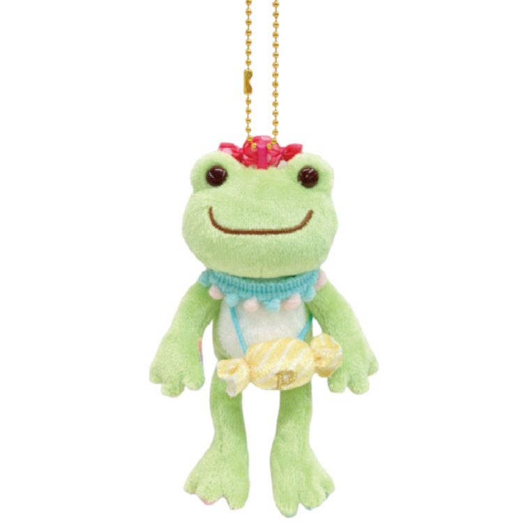 Pickles the Frog Plush Keychain Green Rainbow Color Candy Japan