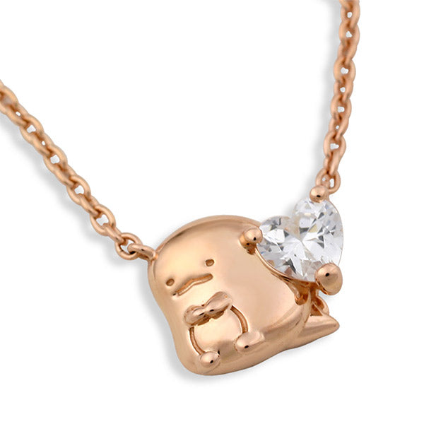 Sumikko Gurashi Tokage Lizard Heart Necklace Pink Gold Color San-X Japan w/ Box