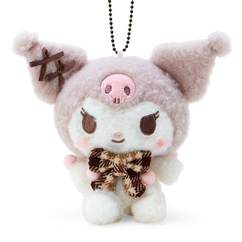 Kuromi Plush Mascot Holder Keychain Howa Mocha Plaid Sanrio Japan 2023