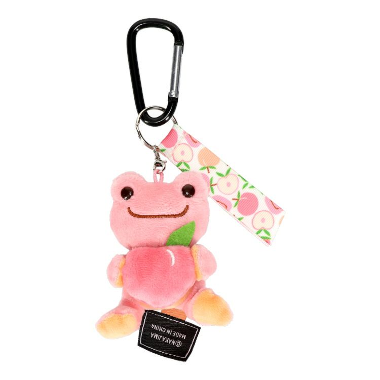Pickles the Frog Carabiner Plush Keychain Peach Fruits Marche Japan