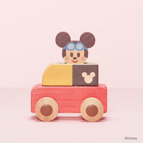 Mickey KIDEA Toy Wooden Blocks PUSH CAR Disney Store Japan