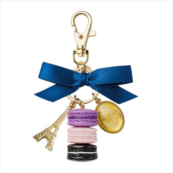 Bag Chain Keychain Macaron Eiffel Tower Cassis Violet Laduree Japan Round Box
