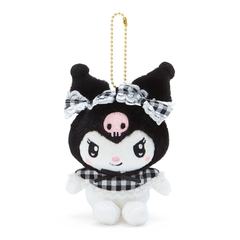 Kuromi Plush Mascot Holder Keychain Gingham Lolita Sanrio Japan