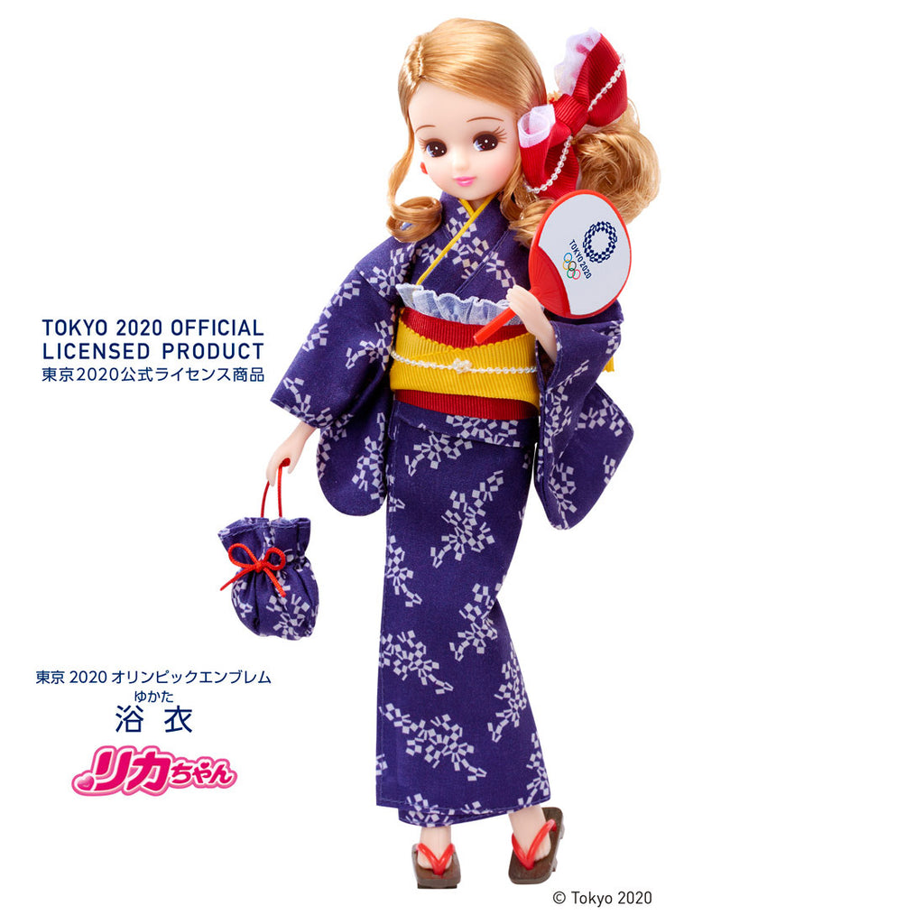 Licca Chan Doll Yukata Tokyo 2020 Olympics Emblem Blue Takara Tomy Japan