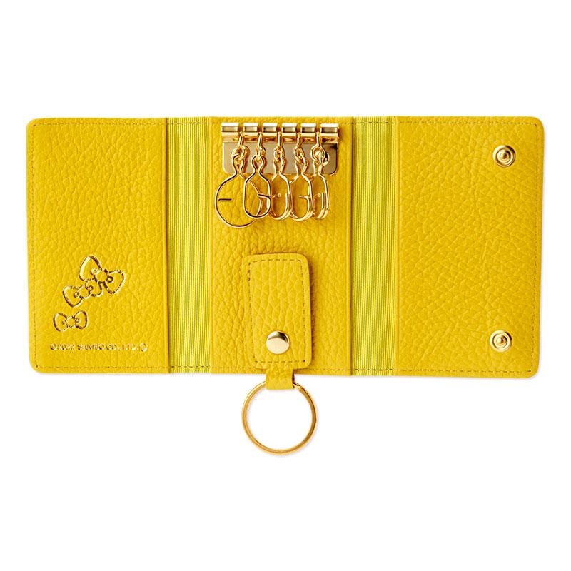 Hello Kitty Leather Key Case Fresh Yellow Sanrio Japan With Box