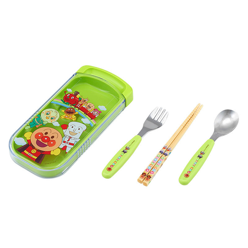 Anpanman Lunch Trio Cutlery Fork Spoon Chopsticks Green Japan