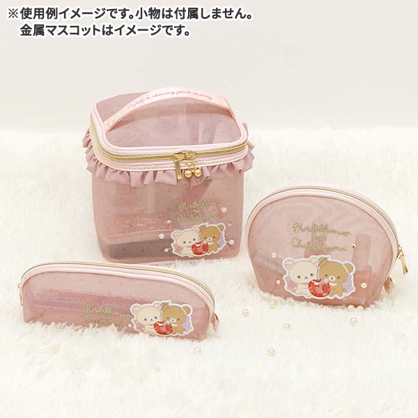 Chairoikoguma & Korilakkuma Mesh Vanity Pouch Jewel Cherry San-X Japan Rilakkuma