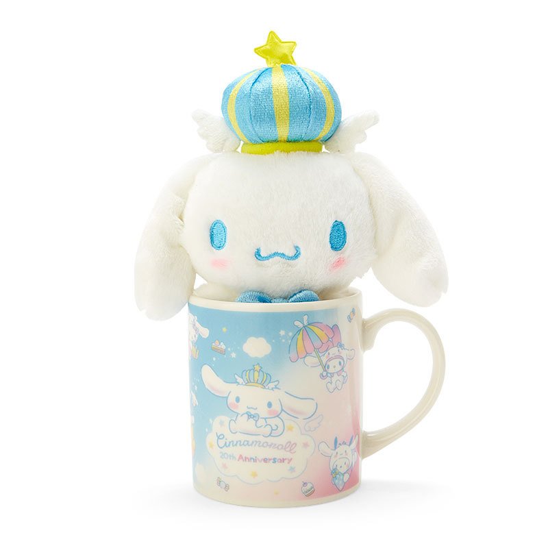 Cinnamoroll 20th Plush Mascot Holder Keychain Mug Cup Crown Sanrio Japan