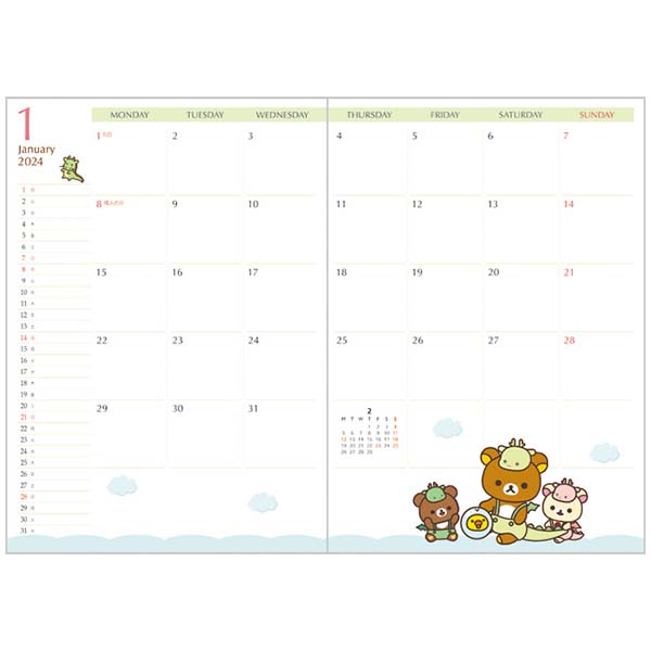 Rilakkuma 2024 Schedule Book B6 Weekly Dragon San-X Japan