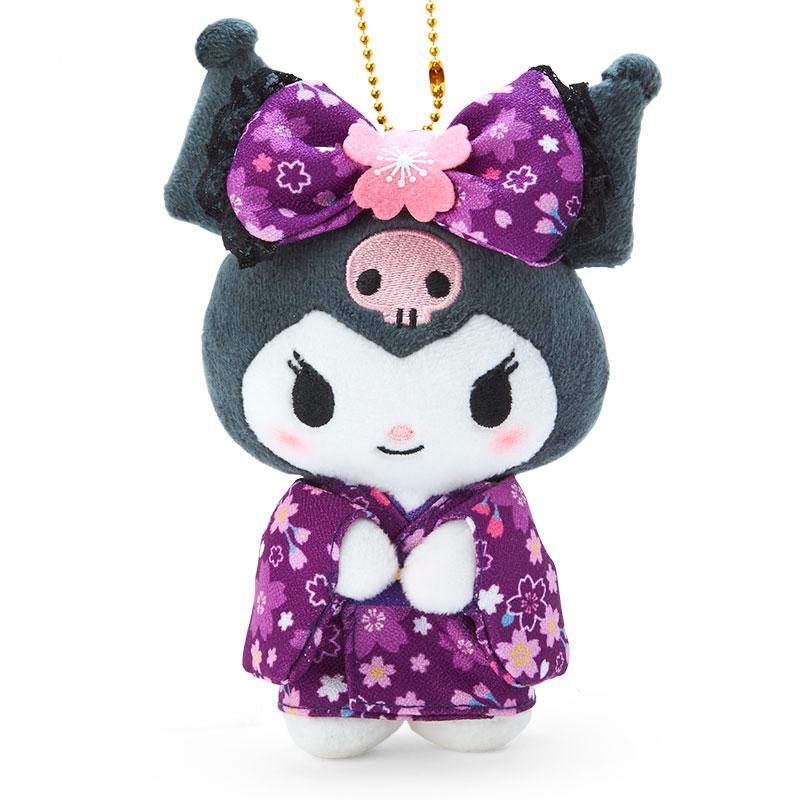 Kuromi Plush Mascot Holder Keychain Kimono Sakura Sanrio Japan 2023